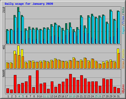 Daily usage for January 2020