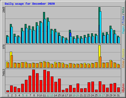 Daily usage for December 2020