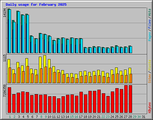 Daily usage for February 2025