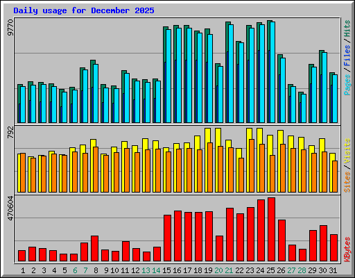 Daily usage for December 2025